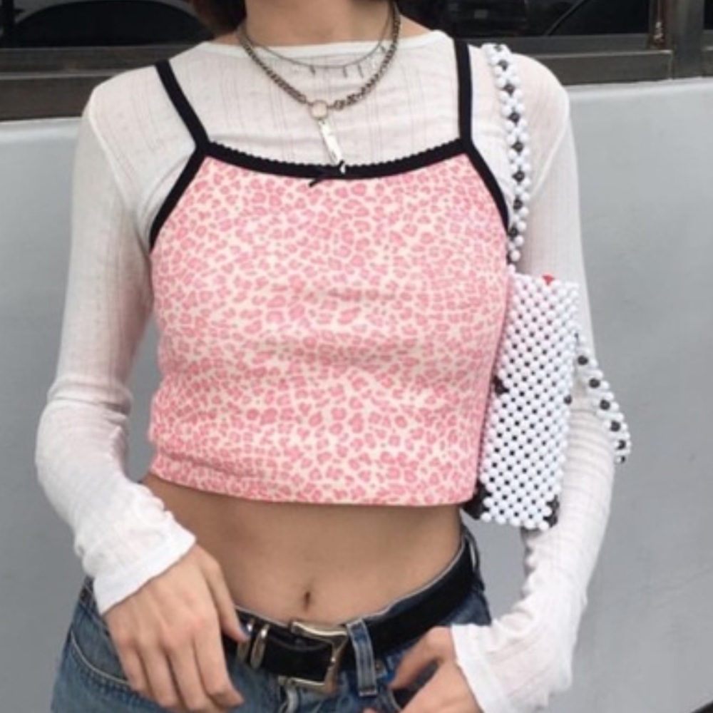 Brandy Melville pink leopard tank top